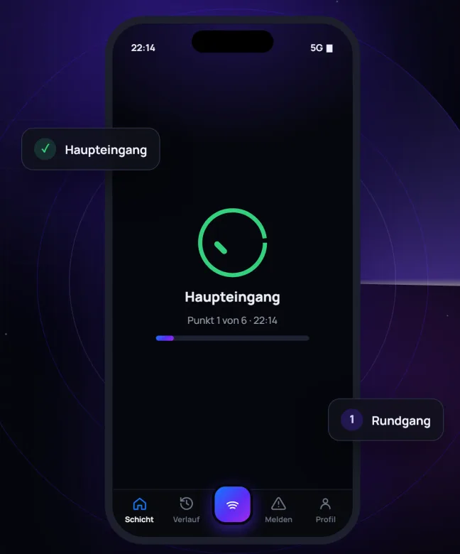 Patrolly-App: Kontrollpunkt gescannt