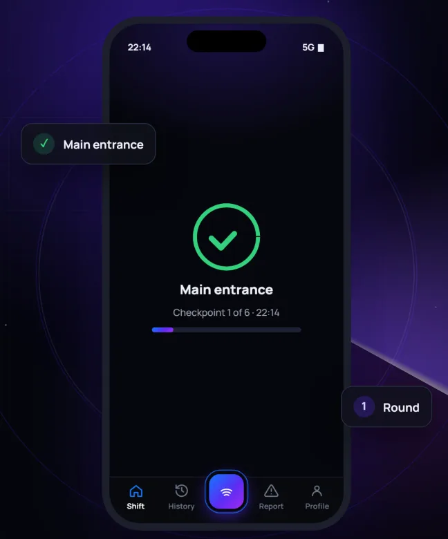 Patrolly app: checkpoint scanned